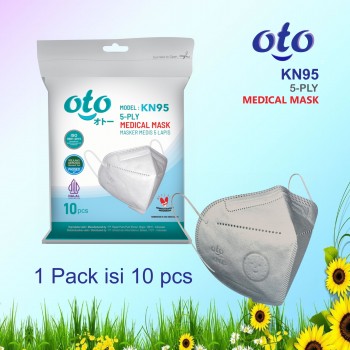 OTO Masker KN95 MEDICAL Mask 5-Ply Earloop Face 5 lapis isi 10 pcs - 1 Pack